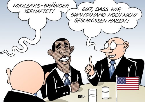 Cartoon: Assange verhaftet (medium) by Erl tagged guantanamo,obama,schweden,vergewaltigung,verdacht,verhaftung,diplomatie,usa,internet,enthüllung,assange,wikileaks,wikileaks,verhaftet,julian assange,haft,gefängnis,usa,julian,assange,diplomatie,verhaftung,verdacht,vergewaltigung,internet