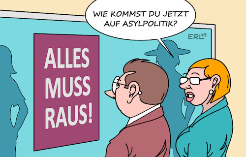 Cartoon: Asylpolitik (medium) by Erl tagged politik,deutschland,migration,zuwanderung,asyl,flüchtlinge,kommunen,überforderung,landtagswahlen,bayern,hessen,rechtsruck,afd,reaktion,bundesregierung,ampel,länder,asylpolitik,rückführung,rückführungspaket,ausweisung,schaufenster,mode,ausverkauf,schlussverkauf,karikatur,erl,politik,deutschland,migration,zuwanderung,asyl,flüchtlinge,kommunen,überforderung,landtagswahlen,bayern,hessen,rechtsruck,afd,reaktion,bundesregierung,ampel,länder,asylpolitik,rückführung,rückführungspaket,ausweisung,schaufenster,mode,ausverkauf,schlussverkauf,karikatur,erl