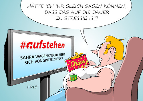 Cartoon: aufstehen (medium) by Erl tagged politik,aufstehen,linke,sammlungsbewegung,sahra,wagenknecht,gallionsfigur,rückzug,spitze,stress,karikatur,erl,politik,aufstehen,linke,sammlungsbewegung,sahra,wagenknecht,gallionsfigur,rückzug,spitze,stress,karikatur,erl