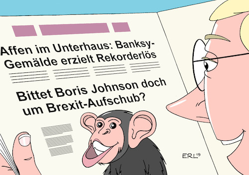 Cartoon: Banksy Boris (medium) by Erl tagged politik,brexit,großbritannien,eu,unterhaus,chaos,gemälde,affen,banksy,graffiti,streetart,künstler,premierminister,boris,johnson,verfechter,no,deal,gerücht,bitte,aufschub,schimpanse,karikatur,erl,politik,brexit,großbritannien,eu,unterhaus,chaos,gemälde,affen,banksy,graffiti,streetart,künstler,premierminister,boris,johnson,verfechter,no,deal,gerücht,bitte,aufschub,schimpanse,karikatur,erl