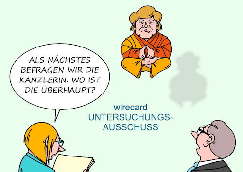 Cartoon: Befragung Merkel (medium) by Erl tagged politik,finanzen,betrug,wirecard,finanzdienstleister,scheinbuchungen,vermögen,fälschung,täuschung,behörden,bafin,versagen,kontrolle,bundesregierung,bundeskanzlerin,angela,merkel,untersuchungsausschuss,gelassenheit,karikatur,erl,politik,finanzen,betrug,wirecard,finanzdienstleister,scheinbuchungen,vermögen,fälschung,täuschung,behörden,bafin,versagen,kontrolle,bundesregierung,bundeskanzlerin,angela,merkel,untersuchungsausschuss,gelassenheit,karikatur,erl