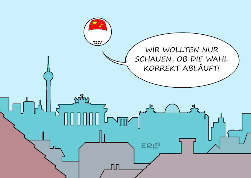 Cartoon: Berlin Wahl (medium) by Erl tagged politik,demokratie,wahl,berlin,abgeordnetenhaus,2021,chaos,stimmzettel,öffnungszeiten,gericht,urteil,wiederholung,12,februar,2023,wahlwiederholung,wahlbeobachter,china,spionageballon,spionage,ballon,karikatur,erl,politik,demokratie,wahl,berlin,abgeordnetenhaus,2021,chaos,stimmzettel,öffnungszeiten,gericht,urteil,wiederholung,12,februar,2023,wahlwiederholung,wahlbeobachter,china,spionageballon,spionage,ballon,karikatur,erl