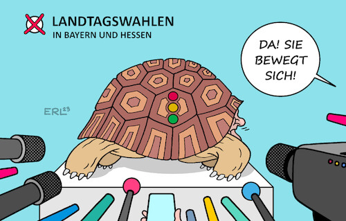 Cartoon: Bewegung (medium) by Erl tagged politik,wahl,wahlen,landtagswahl,landtagswahlen,bayern,hessen,zwischenzeugnis,abrechnung,bundesregierung,berlin,ampel,spd,grüne,fdp,bundeskanzler,olaf,scholz,reaktion,führung,disziplin,regieren,schildkröte,karikatur,erl,politik,wahl,wahlen,landtagswahl,landtagswahlen,bayern,hessen,zwischenzeugnis,abrechnung,bundesregierung,berlin,ampel,spd,grüne,fdp,bundeskanzler,olaf,scholz,reaktion,führung,disziplin,regieren,schildkröte,karikatur,erl