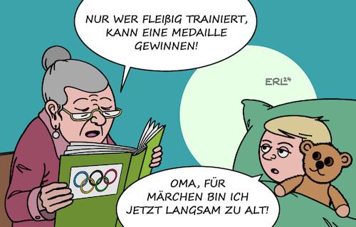 Cartoon: Bilderbuchsport (medium) by Erl tagged politik,sport,olympia,olympische,spiele,paris,2024,sportlerinnen,sportler,leistung,steigerung,training,doping,saubere,märchen,vorlesen,buch,märchenbuch,sachbuch,bilderbuch,abend,bett,teddybär,oma,enkel,karikatur,erl,politik,sport,olympia,olympische,spiele,paris,2024,sportlerinnen,sportler,leistung,steigerung,training,doping,saubere,märchen,vorlesen,buch,märchenbuch,sachbuch,bilderbuch,abend,bett,teddybär,oma,enkel,karikatur,erl