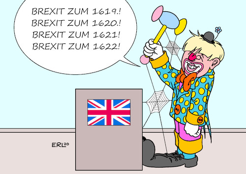 Cartoon: Brexit (medium) by Erl tagged politik,brexit,austritt,großbritannien,eu,verhandlungen,handelsabkommen,boris,johnson,ewigkeit,clown,versteigerung,uk,karikatur,erl,politik,brexit,austritt,großbritannien,eu,verhandlungen,handelsabkommen,boris,johnson,ewigkeit,clown,versteigerung,uk,karikatur,erl