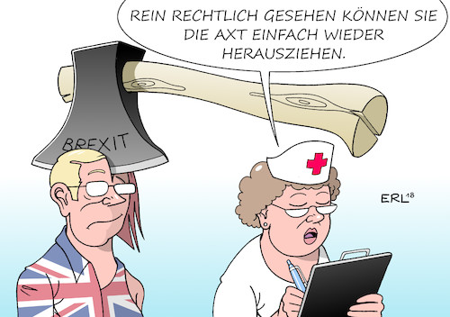 Cartoon: Brexit Absage (medium) by Erl tagged politik,brexit,austritt,grossbritannien,gb,uk,europäische,union,premierministerin,theresa,may,vertrag,eu,zustimmung,parlament,unsicher,widerstand,gegner,brexiteers,hardliner,hart,konservative,partei,tories,misstrauensvotum,abstimmung,verschiebung,eugh,europäischer,gerichtshof,rücknahme,einseitig,möglich,spaltung,axt,karikatur,erl,politik,brexit,austritt,grossbritannien,gb,uk,europäische,union,premierministerin,theresa,may,vertrag,eu,zustimmung,parlament,unsicher,widerstand,gegner,brexiteers,hardliner,hart,konservative,partei,tories,misstrauensvotum,abstimmung,verschiebung,eugh,europäischer,gerichtshof,rücknahme,einseitig,möglich,spaltung,axt,karikatur,erl