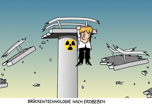 Cartoon: Brückentechnologie (medium) by Erl tagged atomenergie,ausstieg,rücknahme,laufzeitverlängerung,atomkraftwerk,brücke,brückentechnologie,schwarz,gelb,cdu,csu,fdp,merkel,japan,erdbeben,tsunami,atomunfall,kernschmelze,gau,supergau,radioaktivität,tschernobyl,atomenergie,ausstieg,rücknahme,laufzeitverlängerung,atomkraftwerk,brücke,brückentechnologie,japan,merkel,erdbeben,tsunami,atomunfall,akw,atomkrafwerk,atom,aromkraft,angela merkel,gefahr,umwelt,mensch,zerstörung,reaktor,kraftwerk,plutonium,uran,explosion,gesundheit,notstand,radioaktivität,deutschland,angela,fukushima,atomkraft,kernkraft,kernschmelze,gau,supergau,tschernobyl,radioaktiv,bundesregierung