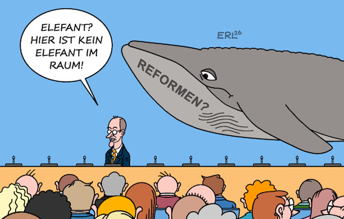 Cartoon: Buckelwal (medium) by Erl tagged politik,kanzler,merz,reformen,reformstau,buckelwal,ostsee,elefant,raum,karikatur,erl,politik,kanzler,merz,reformen,reformstau,buckelwal,ostsee,elefant,raum,karikatur,erl