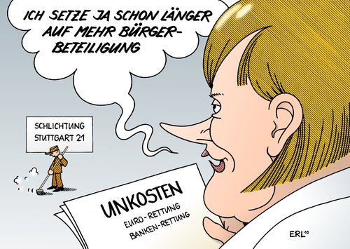 Cartoon: Bürgerbeteiligung (medium) by Erl tagged bürgerbeteiligung,bürger,beteiligung,demokratie,meinungsbildung,regierung,projelt,schlichtung,stuttgart,21,unkosten,rettung,euro,banken,merkel,cdu,csu,fdp,spd,bürgerbeteiligung,bürger,beteiligung,demokratie,meinungsbildung,regierung,projelt,schlichtung,stuttgart 21,unkosten,rettung,euro,banken,csu,cdu,spd,fdp,angela merkel,stuttgart,21,angela,merkel