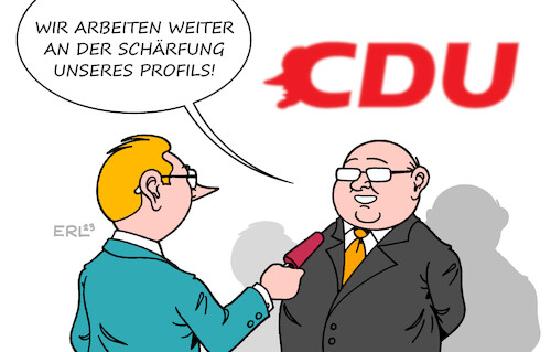 Cartoon: CDU (medium) by Erl tagged politik,partei,cdu,vorsitzender,friedrich,merz,suche,richtung,profil,schärfung,unscharf,karikatur,erl,politik,partei,cdu,vorsitzender,friedrich,merz,suche,richtung,profil,schärfung,unscharf,karikatur,erl