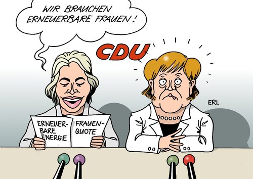 Cartoon: CDU Frauen (medium) by Erl tagged cdu,atomausstieg,frauenquote,von,der,leyen,merkel,führung,führungsqualität,kritik,cdu,atomausstieg,frauenquote,leyen,merkel,führung,führungsqualität