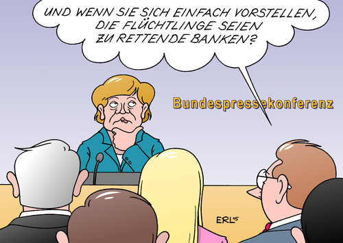 Cartoon: Chefsache Flüchtlinge (medium) by Erl tagged flüchtlinge,flucht,bürgerkrieg,terror,gewalt,eu,deutschland,bzundeskanzlerin,angela,merkel,bundespressekonferenz,chefsache,rettung,anstrengung,geld,finanzen,banken,karikatur,erl,flüchtlinge,flucht,bürgerkrieg,terror,gewalt,eu,deutschland,bzundeskanzlerin,angela,merkel,bundespressekonferenz,chefsache,rettung,anstrengung,geld,finanzen,banken,karikatur,erl