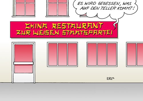 Cartoon: China (medium) by Erl tagged china,kp,kommunistische,partei,staatspartei,einparteienstaat,diktatur,führung,restaurant,teller,chinarestaurant,china,kp,kommunistische,partei,staatspartei,einparteienstaat,diktatur,führung,restaurant,teller,chinarestaurant