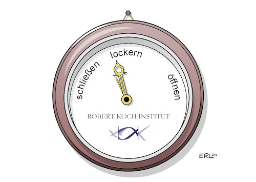 Cartoon: Coronometer (medium) by Erl tagged politik,corona,pandemie,virus,covid19,infektion,ansteckung,reproduktionszahl,wert,zahlen,empfehlung,schließen,lockern,öffnen,kontaktverbot,lockdown,barometer,wetter,vorhersage,karikatur,erl,politik,corona,pandemie,virus,covid19,infektion,ansteckung,reproduktionszahl,wert,zahlen,empfehlung,schließen,lockern,öffnen,kontaktverbot,lockdown,barometer,wetter,vorhersage,karikatur,erl