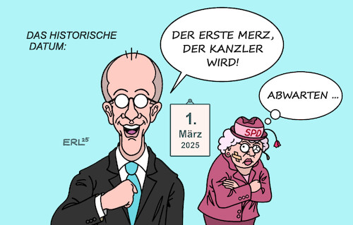 Cartoon: Das historische Datum (medium) by Erl tagged politik,wahlsieger,merz,cdu,gespräche,spd,regierung,koalition,konflikt,niederlage,entgegenkommen,datum,karikatur,erl,politik,wahlsieger,merz,cdu,gespräche,spd,regierung,koalition,konflikt,niederlage,entgegenkommen,datum,karikatur,erl