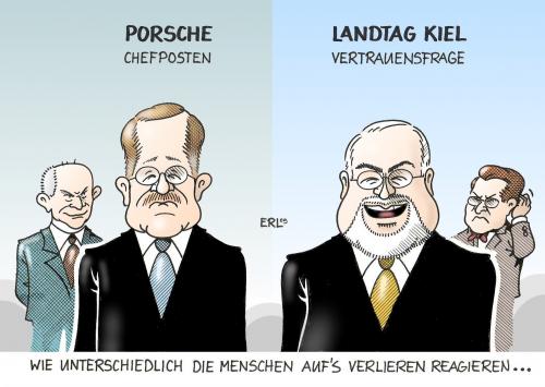 Cartoon: das Verlieren (medium) by Erl tagged porsche,wiedeking,chef,vw,piech,große,koalition,schleswig,holstein,kiel,landtag,vertrauensfrage,carstensen,stegner,verlust,verlieren,reaktion,reagieren,porsche,wiedeking,chef,vw,piech,koalition,schleswig holstein,landtag,vertrauensfrage,carstensen,stegner,verlust,verlieren,reaktion,reagieren,autoindustrie,industrie,fusion,schleswig,holstein