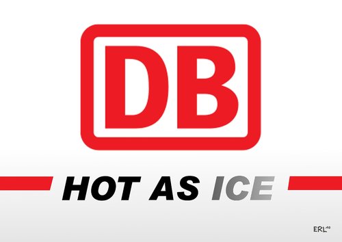 Cartoon: DB (medium) by Erl tagged deutsche,bahn,db,klimaanlage,defekt,ice,hitze,sauna,dampfbad,logo,heiß,eis,deutsche bahn,db,defekt,ice,hitze,sauna,dampfbad,sommer,schwitzen,kreislauf,störung,zug,fahrgäste,servie,deutsche,bahn