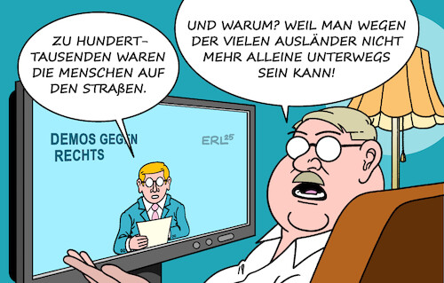 Cartoon: Demonstrationen (medium) by Erl tagged politik,demonstration,demonstrationen,demo,demos,gegen,rechts,verschärfung,migration,asyl,karikatur,erl,politik,demonstration,demonstrationen,demo,demos,gegen,rechts,verschärfung,migration,asyl,karikatur,erl