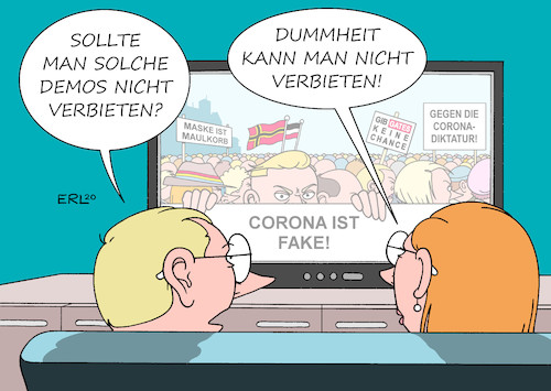 Cartoon: Demoverbot (medium) by Erl tagged politik,corona,pandemie,lockdown,öffnung,lockerung,wissenschaft,virologie,demonstration,coronademo,verschwörungstheorie,esotherik,rechtsextremismus,pegida,impfgegner,leugnung,ablehnung,masken,maulkorb,diktatur,virus,ausbreitung,zweite,welle,freiheit,rücksichtslosigkeit,diskussion,verbot,dummheit,karikatur,erl,politik,corona,pandemie,lockdown,öffnung,lockerung,wissenschaft,virologie,demonstration,coronademo,verschwörungstheorie,esotherik,rechtsextremismus,pegida,impfgegner,leugnung,ablehnung,masken,maulkorb,diktatur,virus,ausbreitung,zweite,welle,freiheit,rücksichtslosigkeit,diskussion,verbot,dummheit,karikatur,erl