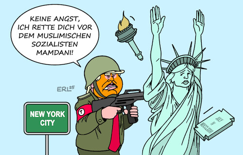 Cartoon: Der Retter (medium) by Erl tagged politik,usa,wahl,new,york,city,bürgermeister,sieger,zohran,mamdani,demokraten,molem,sozialist,trump,eingreifen,retter,freiheitsstatue,karikatur,erl,politik,usa,wahl,new,york,city,bürgermeister,sieger,zohran,mamdani,demokraten,molem,sozialist,trump,eingreifen,retter,freiheitsstatue,karikatur,erl