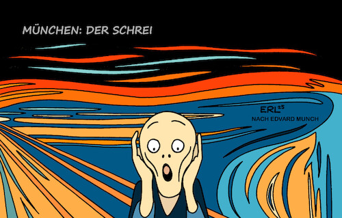 Cartoon: Der Schrei (medium) by Erl tagged politik,anschlag,münchen,auto,asylbewerber,migration,entsetzen,angst,gemälde,edvard,munch,der,schrei,karikatur,erl,politik,anschlag,münchen,auto,asylbewerber,migration,entsetzen,angst,gemälde,edvard,munch,der,schrei,karikatur,erl