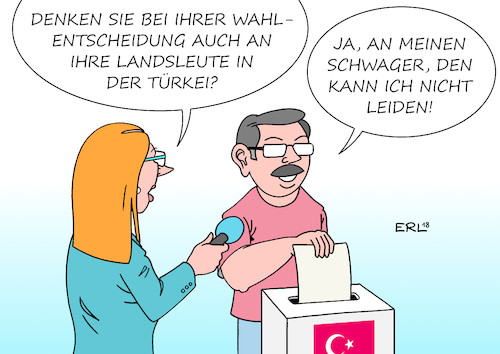 Cartoon: Deutsch-Türken Wahl (medium) by Erl tagged politik,türkei,wahl,parlament,präsident,erdogan,präsidialsystem,abbau,demokratie,grundrechte,gewaltenteilung,meinungsfreiheit,pressefreiheit,wähler,rückhalt,deutschtürken,deutschland,gründe,motive,karikatur,erl,politik,türkei,wahl,parlament,präsident,erdogan,präsidialsystem,abbau,demokratie,grundrechte,gewaltenteilung,meinungsfreiheit,pressefreiheit,wähler,rückhalt,deutschtürken,deutschland,gründe,motive,karikatur,erl