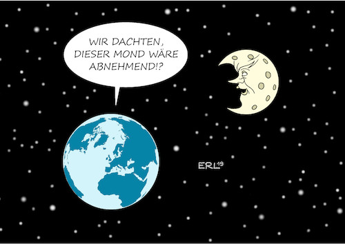 Cartoon: Die Kraft des Mondes (medium) by Erl tagged politik,fünfzig,jahre,mondlandung,apollo,11,mond,zunehmend,abnehmend,erde,bundeskanzlerin,angela,merkel,amtszeit,ausklang,regelung,nachfolge,macht,frauen,frauenpower,ursula,von,der,leyen,eu,kommissionspräsidentin,annegret,kramp,karrenbauer,verteidigungsministerin,sprungbrett,kanzleramt,weltall,sterne,karikatur,erl,politik,fünfzig,jahre,mondlandung,apollo,11,mond,zunehmend,abnehmend,erde,bundeskanzlerin,angela,merkel,amtszeit,ausklang,regelung,nachfolge,macht,frauen,frauenpower,ursula,von,der,leyen,eu,kommissionspräsidentin,annegret,kramp,karrenbauer,verteidigungsministerin,sprungbrett,kanzleramt,weltall,sterne,karikatur,erl