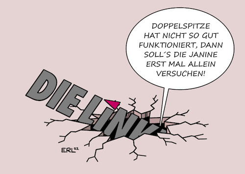 Cartoon: Die Linke (medium) by Erl tagged politik,partei,die,linke,streit,hessen,missbrauch,sexuelle,nötigung,meeto,übernahme,verantwortung,bundesvorsitzende,susanne,hennig,wellsow,doppelspitze,janine,wissler,allein,parteispitze,karikatur,erl,politik,partei,die,linke,streit,hessen,missbrauch,sexuelle,nötigung,meeto,übernahme,verantwortung,bundesvorsitzende,susanne,hennig,wellsow,doppelspitze,janine,wissler,allein,parteispitze,karikatur,erl