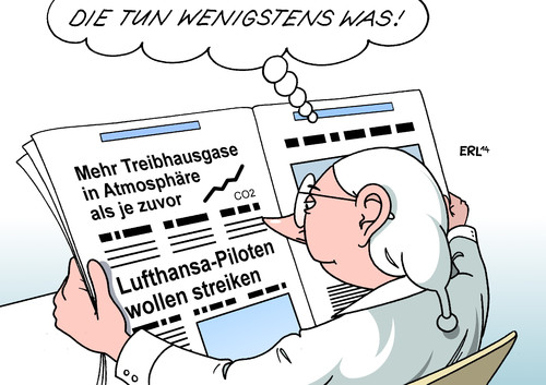 Cartoon: Die tun was! (medium) by Erl tagged klimawandel,erderwärmung,treibhausgase,co2,atmosphäre,rekord,konzentration,lufthansa,piloten,pilot,streik,altersversorgung,altersteilzeit,betriebsrente,flugverkehr,abgase,zeitung,nachrichten,klimawandel,erderwärmung,treibhausgase,co2,atmosphäre,rekord,konzentration,lufthansa,piloten,pilot,streik,altersversorgung,altersteilzeit,betriebsrente,flugverkehr,abgase,zeitung,nachrichten