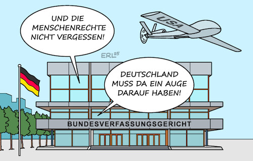 Cartoon: Drohnenurteil (medium) by Erl tagged politik,bundesverfassungsgericht,karlsruhe,urteil,drohnen,usa,daten,deutschland,menschenrechte,karikatur,erl,politik,bundesverfassungsgericht,karlsruhe,urteil,drohnen,usa,daten,deutschland,menschenrechte,karikatur,erl