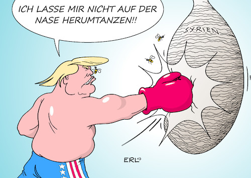 Cartoon: Einerseits verständlich ... (medium) by Erl tagged usa,präsident,donald,trump,militäreinsatz,miltärschlag,raketenangriff,luftwaffenbasis,syrien,bürgerkrieg,diktator,assad,verdacht,giftgas,bevölkerung,reaktion,verständnis,gefahr,flächenbrand,wespen,wespennest,boxsack,boxen,boxhandschuhe,nase,herumtanzen,karikatur,erl,usa,präsident,donald,trump,militäreinsatz,miltärschlag,raketenangriff,luftwaffenbasis,syrien,bürgerkrieg,diktator,assad,verdacht,giftgas,bevölkerung,reaktion,verständnis,gefahr,flächenbrand,wespen,wespennest,boxsack,boxen,boxhandschuhe,nase,herumtanzen,karikatur,erl