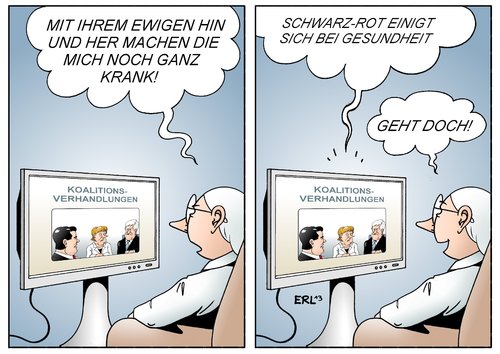 Cartoon: Einigung (medium) by Erl tagged cdu,csu,spd,koalitionsverhandlungen,streit,feilschen,forderungen,einigung,gesundheit,krankheit,krank,wähler,geduld,gabriel,merkel,seehofer,cdu,csu,spd,koalitionsverhandlungen,streit,feilschen,forderungen,einigung,gesundheit,krankheit,krank,wähler,geduld,gabriel,merkel,seehofer