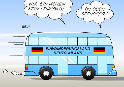 Cartoon: Einwanderungsgesetz (medium) by Erl tagged einwanderungsgesetz,einwanderung,einwanderungsland,deutschland,steuerung,lenkung,lenkrad,horst,seehofer,dagegen,realität,bus,karikatur,erl,einwanderungsgesetz,einwanderung,einwanderungsland,deutschland,steuerung,lenkung,lenkrad,horst,seehofer,dagegen,realität,bus