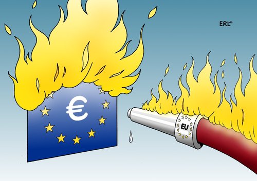 Cartoon: EU-Rettung (medium) by Erl tagged schulden,krise,euro,eu,griechenland,portugal,irland,italien,spanien,frankreich,rettung,rettungsschirm,währung,währungsunion,regeln,bank,banken,feuer,feuerwehr,feuerwehrschlauch,wasser,eu,krise,griechenland,portugal,irland,italien,frankreich,rettungsschirm