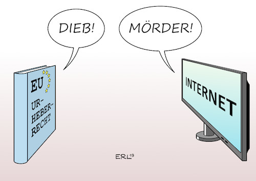 Cartoon: EU-Urheberrecht (medium) by Erl tagged politik,netzpolitik,internet,eu,urheberrecht,reform,geistiges,eigentum,urheber,schutz,vergütung,internetgiganten,google,facebook,youtube,freiheit,meinungsfreiheit,uploadfilter,mörder,dieb,karikatur,erl,politik,netzpolitik,internet,eu,urheberrecht,reform,geistiges,eigentum,urheber,schutz,vergütung,tnternetgiganten,google,facebook,youtube,freiheit,meinungsfreiheit,uploadfilter,mörder,dieb,karikatur,erl