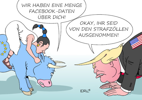 Cartoon: EU Trump (medium) by Erl tagged politik,usa,präsident,donald,trump,wirtschaft,wirtschaftspolitik,nationalismus,abschottung,strafzölle,zölle,handel,welthandel,freihandel,einschränkung,gefährdung,egoismus,handelskrieg,america,first,eu,handelspartner,gewicht,europa,stier,stierkampf,facebook,daten,skandal,datenskandal,karikatur,erl,politik,usa,präsident,donald,trump,wirtschaft,wirtschaftspolitik,nationalismus,abschottung,strafzölle,zölle,handel,welthandel,freihandel,einschränkung,gefährdung,egoismus,handelskrieg,america,first,eu,handelspartner,gewicht,europa,stier,stierkampf,facebook,daten,skandal,datenskandal,karikatur,erl