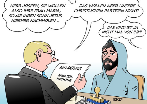 Cartoon: Familiennachzug II (medium) by Erl tagged flüchtlinge,deutschland,streit,regierung,koalition,familiennachzug,cdu,csu,christlich,partei,heilige,familie,jesus,maria,joseph,kind,mutter,vater,vaterschaft,asyl,asylrecht,asylantrag,karikatur,erl,flüchtlinge,deutschland,streit,regierung,koalition,familiennachzug,cdu,csu,christlich,partei,heilige,familie,jesus,maria,joseph,kind,mutter,vater,vaterschaft,asyl,asylrecht,asylantrag,karikatur,erl