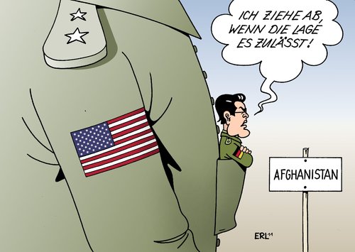 Cartoon: Feldherr (medium) by Erl tagged afghanistan,einsatz,bundeswehr,bundestag,mandat,verlängerung,abzug,lage,krieg,usa,afghanistan,einsatz,bundeswehr,bundestag,mandat,verlängerung,usa,krieg