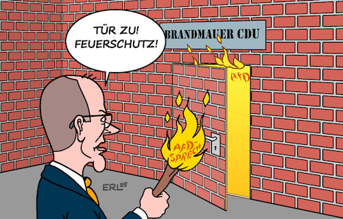 Cartoon: Feuerschutz (medium) by Erl tagged politik,cdu,diskussion,brandmauer,afd,feuer,merz,sprache,inhalte,fackel,feuerschutz,karikatur,erl,politik,cdu,diskussion,brandmauer,afd,feuer,merz,sprache,inhalte,fackel,feuerschutz,karikatur,erl