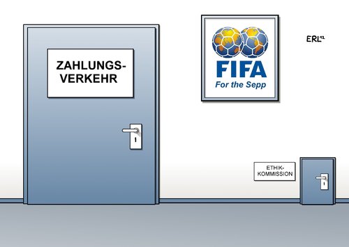Cartoon: FIFA (medium) by Erl tagged fifa,welt,verband,fußball,präsident,sepp,blatter,korruption,ethik,kommission,ethikkommission,zahlung,zahlungsverkehr
