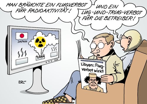 Cartoon: Flugverbot (medium) by Erl tagged flugverbot,libyen,gaddafi,revolution,bürgerkrieg,un,resolution,radioaktivität,japan,atomkraftwerk,erdbeben,tsunami,gau,betreiber,flugverbot,libyen,gaddafi,revolution,bürgerkrieg,un,resolution,radioaktivität,atom,kraftwerk,fukushima