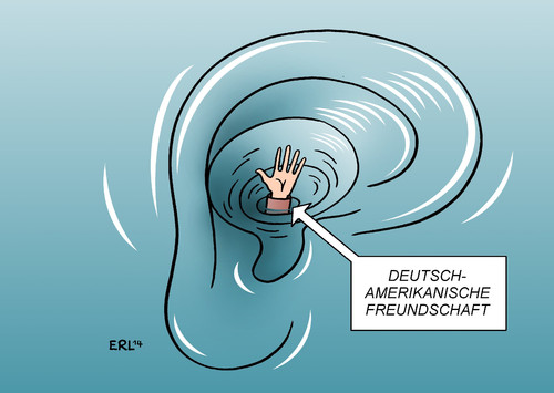 Cartoon: Freundschaft (medium) by Erl tagged usa,deutschland,geheimdienst,nsa,bnd,doppelagent,abhöraffäre,überwachung,spionage,freundschaft,spaß,ernst,wasser,ohr,strudel,usa,deutschland,geheimdienst,nsa,bnd,doppelagent,abhöraffäre,überwachung,spionage,freundschaft,spaß,ernst,wasser,ohr,strudel