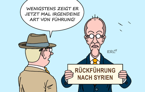 Cartoon: Führung (medium) by Erl tagged politik,cdu,diskussion,rückführung,syrien,außenminister,wadephul,kanzler,merz,machtwort,führung,karikatur,erl,politik,cdu,diskussion,rückführung,syrien,außenminister,wadephul,kanzler,merz,machtwort,führung,karikatur,erl