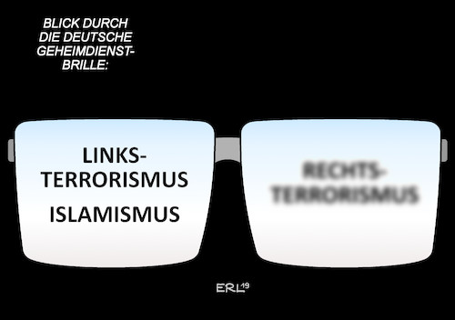 Cartoon: Geheimdienstbrille (medium) by Erl tagged politik,deutschland,geheimdienste,scharf,beobachtung,linksterrorismus,islamismus,unscharf,rechtsterrorismus,nsu,morde,mord,walter,lübcke,internet,social,media,hetze,hass,worte,taten,netzwerk,brille,dioptrien,karikatur,erl,politik,deutschland,geheimdienste,scharf,beobachtung,linksterrorismus,islamismus,unscharf,rechtsterrorismus,nsu,morde,mord,walter,lübcke,internet,social,media,hetze,hass,worte,taten,netzwerk,brille,dioptrien,karikatur,erl