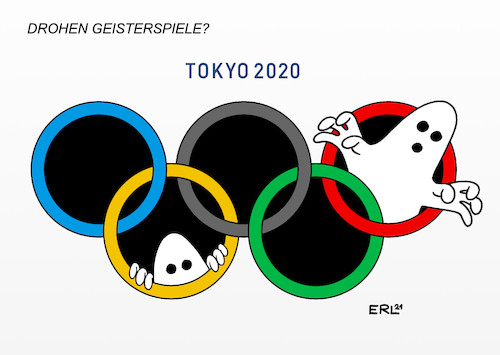 Cartoon: Geisterspiele in Tokio I (medium) by Erl tagged politik,sport,olympia,olympische,spiele,tokyo,2020,2021,corona,virus,pandemie,covid19,vierte,welle,mutation,variante,delta,ausbruch,tokio,notstand,gefahr,zuschauer,geisterspiele,geister,gespenster,ringe,olympiade,karikatur,erl,politik,sport,olympia,olympische,spiele,tokyo,2020,2021,corona,virus,pandemie,covid19,vierte,welle,mutation,variante,delta,ausbruch,tokio,notstand,gefahr,zuschauer,geisterspiele,geister,gespenster,ringe,olympiade,karikatur,erl