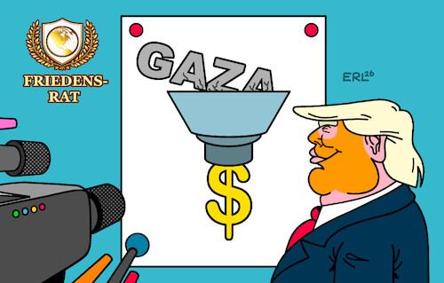 Cartoon: Genialer Plan (medium) by Erl tagged politik,usa,trump,friedensrat,plan,gaza,geld,dollar,karikatur,erl,politik,usa,trump,friedensrat,plan,gaza,geld,dollar,karikatur,erl
