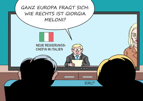 Cartoon: Giorgia Meloni (medium) by Erl tagged politik,italien,wahl,parlament,rechtsruck,rechtsbündnis,ministerpräsidentin,regierungschefin,rechts,giorgia,meloni,fratelli,italia,postfaschismus,faschismus,tradition,mussolini,auswirkungen,fragen,eu,europa,nachrichten,fernsehen,karikatur,erl,politik,italien,wahl,parlament,rechtsruck,rechtsbündnis,ministerpräsidentin,regierungschefin,rechts,giorgia,meloni,fratelli,italia,postfaschismus,faschismus,tradition,mussolini,auswirkungen,fragen,eu,europa,nachrichten,fernsehen,karikatur,erl