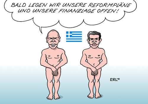 Cartoon: Grexhibitionisten (medium) by Erl tagged griechenland,krise,schulden,banken,eu,ezb,iwf,sparkurs,reformen,kredeit,hilfe,auflagen,bedingung,reformliste,finanzen,lage,exhibitionismus,grexit,varoufakis,tsipras,karikatur,erl,griechenland,krise,schulden,banken,eu,ezb,iwf,sparkurs,reformen,kredeit,hilfe,auflagen,bedingung,reformliste,finanzen,lage,exhibitionismus,grexit,varoufakis,tsipras