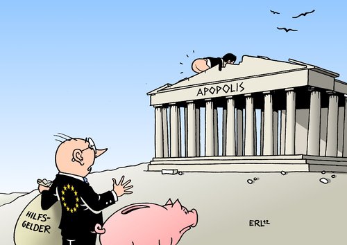 Cartoon: Griechenland (medium) by Erl tagged griechenland,schulden,krise,eu,sparkurs,hilfpaket,rettungsschirm,hilfsgelder,wahl,alexis,tsipras,synaspismos,links,brüskierung,ablehnung,popo,akropolis,griechenland,schulden,krise,sparkurs,eu,hilfpaket,rettungsschirm