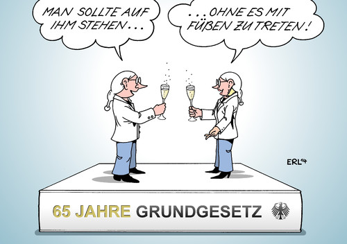 Cartoon: Grundgesetz (medium) by Erl tagged grundgesetz,bundesrepublik,deutschland,verfassung,65,jahre,fünfundsechzig,stehen,mit,füßen,treten,aushöhlen,feiern,sekt,geburtstag,grundgesetz,bundesrepublik,deutschland,verfassung,65,jahre,fünfundsechzig,stehen,mit,füßen,treten,aushöhlen,feiern,sekt,geburtstag